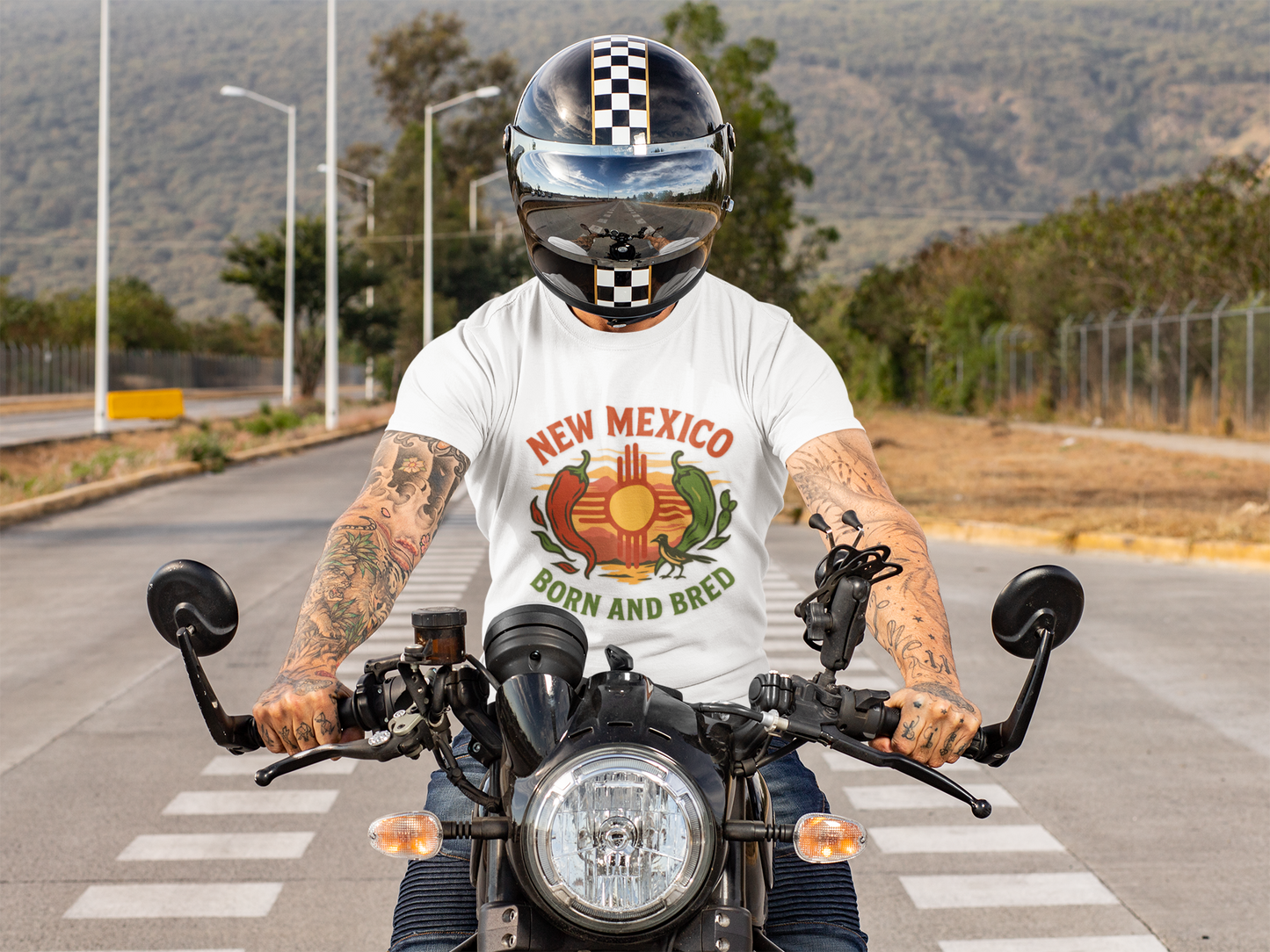 Born and Bred in New Mexico Red and Green Chile Unisex T-Shirt