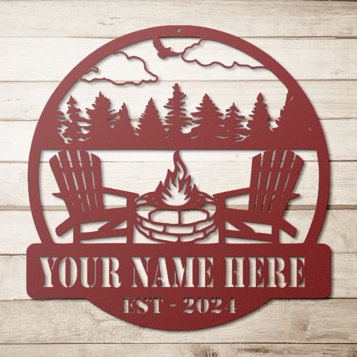 Custom Campfire Sign, Personalized Camping Gifts Fire Pit Sign Outdoor Decor Cabin Sign